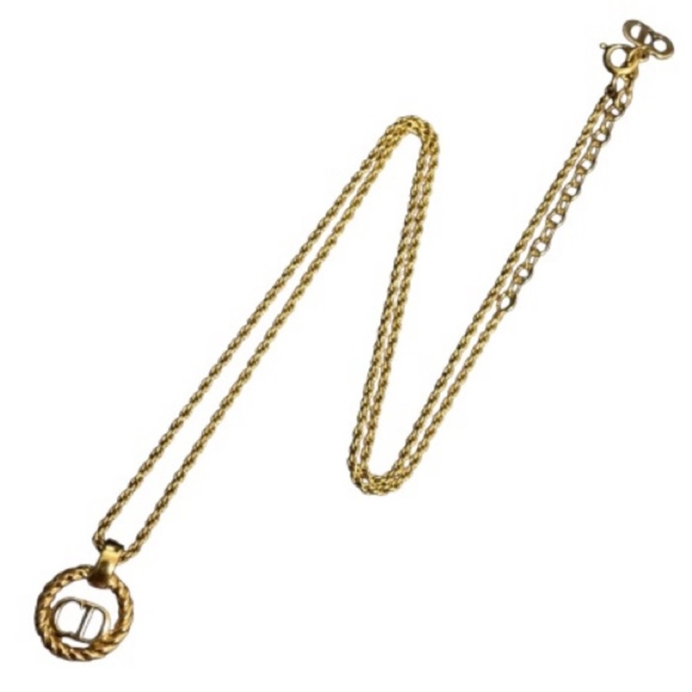 Dior Vintage Gold Chain Necklace with CD Pendant